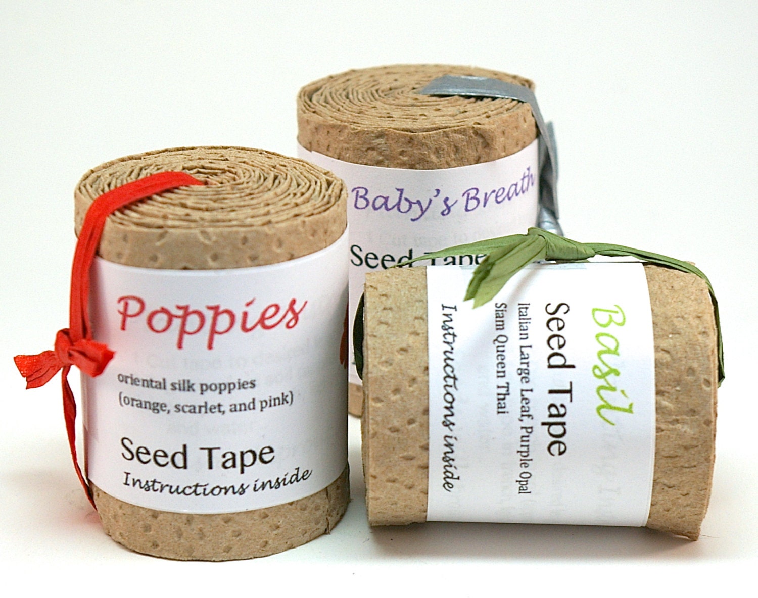Organic Seed Tape- Any 3 Seed Varieties- for Container Gardening, Favors, Gardens, Easy to Plant Seeds - trio3