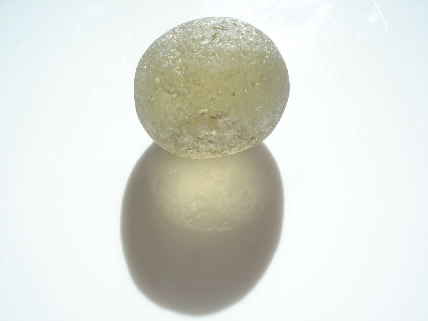 Sea Glass Yellow Grey Sphere - P026 - from Seaham, UK