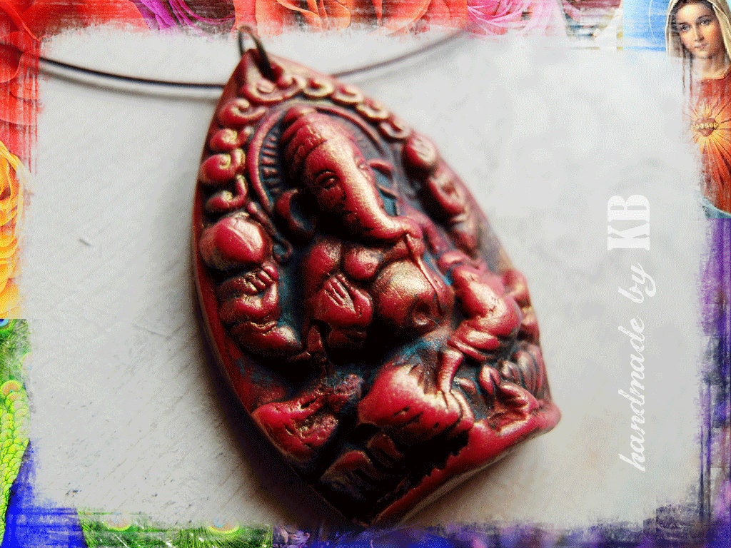 Ganesh Necklace - One of a Kind Yoga Inspired Clay Pendant