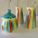Mid-Century Mod Striped Salt Pepper and Condiment Jar Set - 1960s