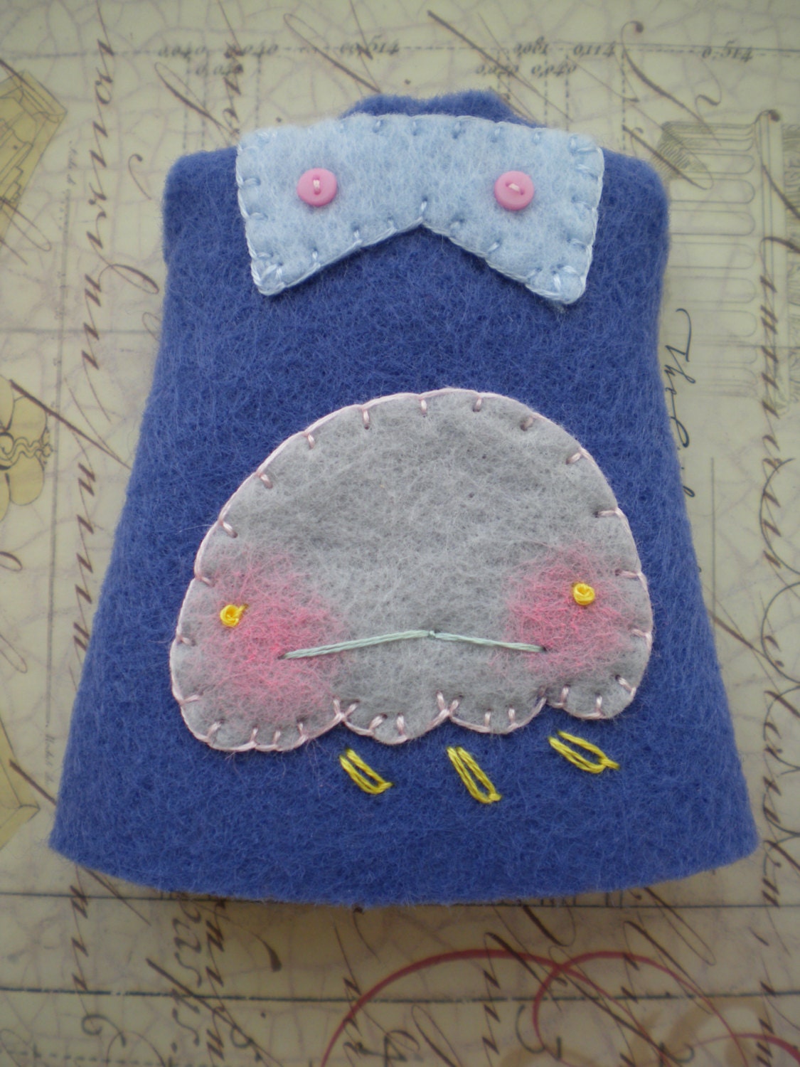 FELT MICRO Mini dress or TOP for Blythe doll Sad Clouds