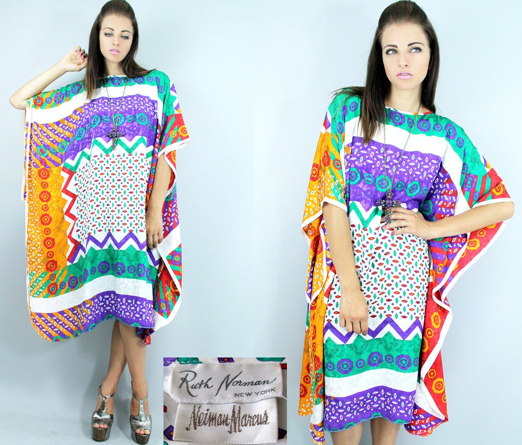 Art Deco Multicolor 70s CAFTAN Ruth Norman NEIMAN-MARCUS // Vintage Clothing by TatiTati Vintage on Etsy