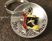 The Perfect Pair Key Chain Firefighter Boot and  High Heel  Perfect for Fireman's Wife