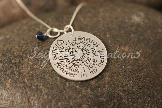 Custom Hand Stamped Necklace with Swirl Quote of your choice