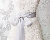 Bridal Sash - Romantic Luxe Satin Ribbon Sash - Wedding Sashes - Silver Gray - 2.25 in - Bridal Belt