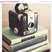 SALE 30% OFF Vintage Camera Print: vintage books & kodak brownie 5x5 Fine Art Photography photo Camera