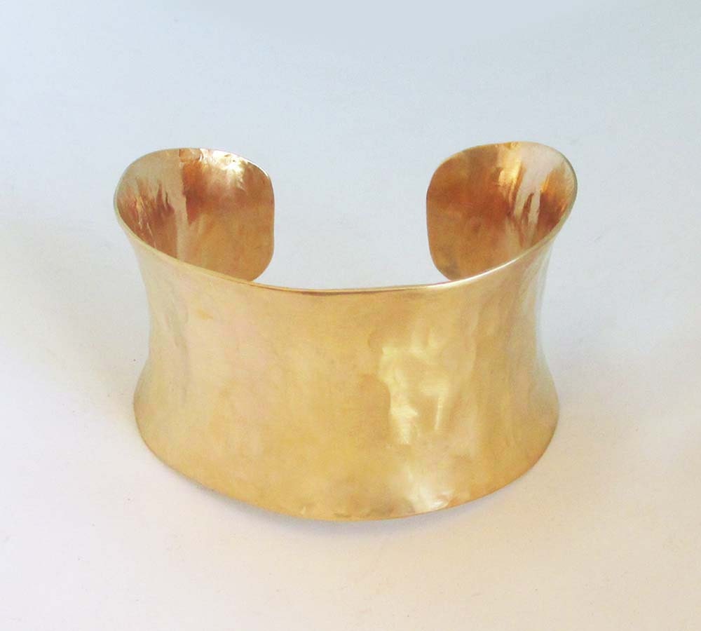 Gold Cuff Bracelet Modern Jewelry Hammered Brass Cuff
