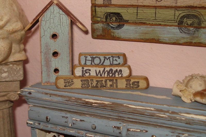 Stacked Signs- Dollhouse Miniatures- Home is Where the Beach Is