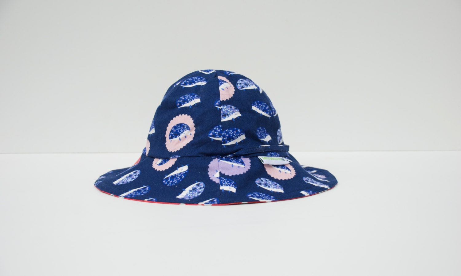 Toddler Sun Hat Reversible with strap (1-3 years) - Hedgehogs and Watermelon