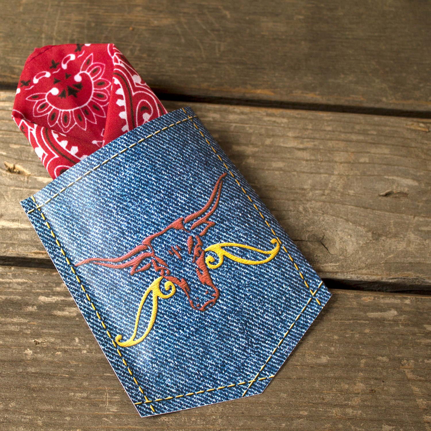 Bandana Denim Pocket Invitations - Printable PDF - CUSTOMIZABLE