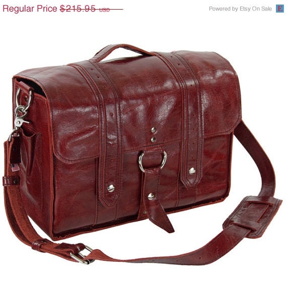 SALE Leather Diaper Bag New - The-Georgetown Ruby Red-made with Italian-full-grain-leather