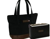 19" Black Business Tote Bag  with file organizer - Italian leather bottom - Made in America