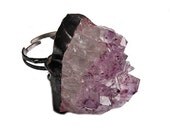 Druzy Raw Amethyst druzzy crystal drusy quartz unique ring ideal gift energetic talisman amulet for her oxidized old silver ring by wersetka