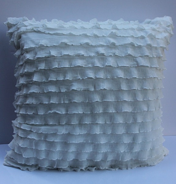 White Ruffle Pillow Cover - 18 Inch - Beautiful Cover that  Mixes with a Variety of Decor - Shabby Chic, Cottage Chic, Victorian