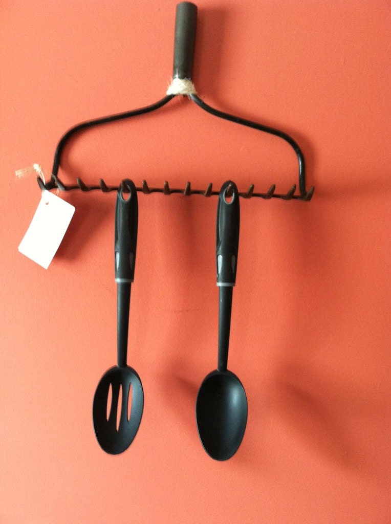 Vintage Rake Rack Wine Glass Necklaces Utensils