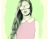 Fashion Illustration Print 12x16 -'Retrospec'
