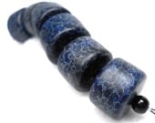 American Trade Bead - Vermont - Strand of 6 cylinder beads. Solid boro glass lampwork.