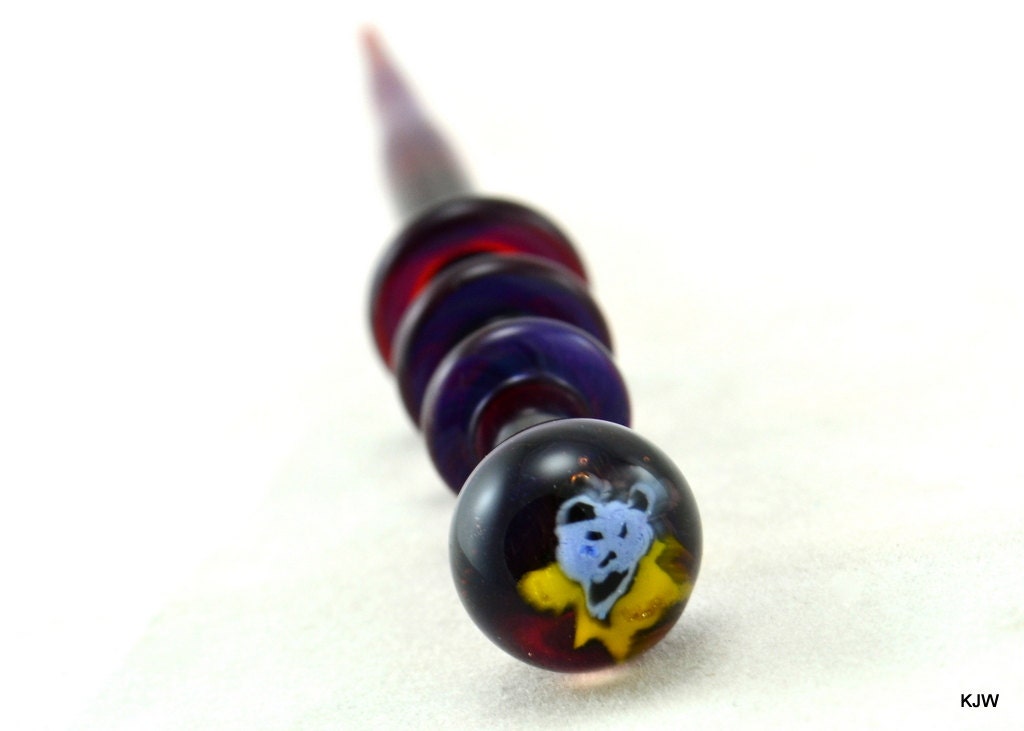 Amber Purple Dancing Bear Milli Glass dabber
