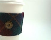 Wool Coffee Cozy JEWEL TONE ARGYLE Coffee Sleeve / Coffee Cosy / Coffee Sweater