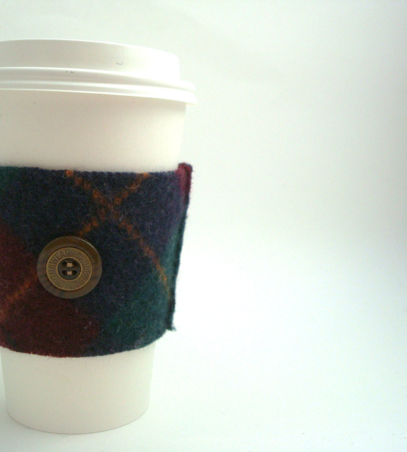 Wool Coffee Cozy JEWEL TONE ARGYLE Coffee Sleeve / Coffee Cosy / Coffee Sweater