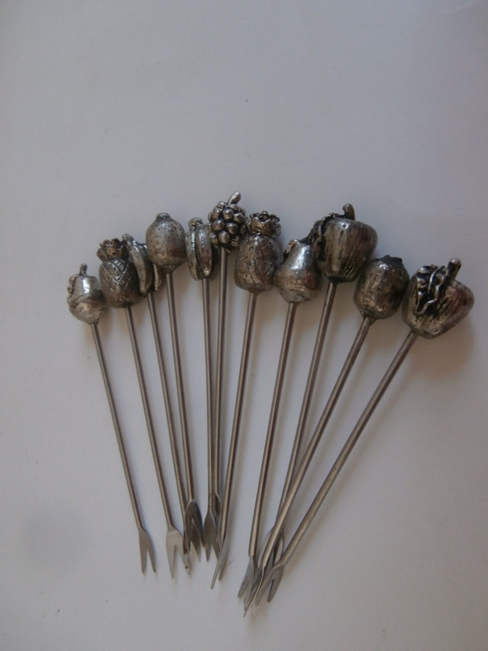 11 Pewter Horderves Forks Hors d'oeuvres by shop20max on Etsy