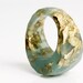 seafoam green size 6.5 round faceted eco resin cocktail ring featuring gold leaf flakes