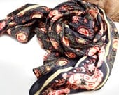 Silk Long Scarve Tocamade Upcycled Sari Silk, Olé Spain.... BOHO Scarf... Super Star...Dark Slate Gray..ve