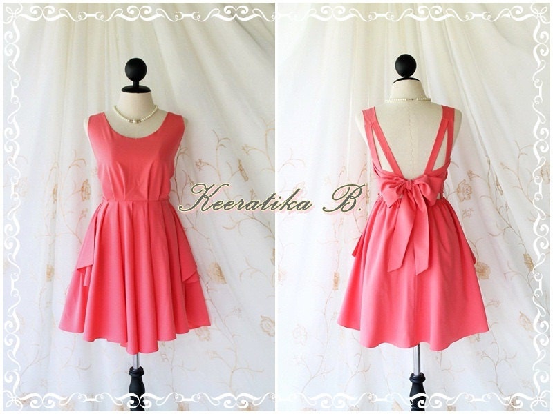 A Party - V Shape Dress  - Prom Party Cocktail Bridesmaid Wedding Night Dress Sweet Watermelon Pink Glamorous Backless Cocktail Dress