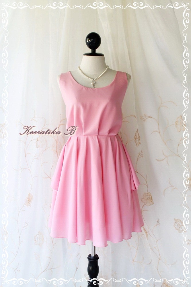 A Party V Shape - Cocktail Prom Party Dinner Wedding Bridesmaid Gorgeous Night Dress Light Baby Pink Brush Backless Style
