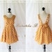A Party V Dress - Mustard / White Polka Dot Print All Over Backless Party Cocktail Prom Bridesmaid Dinner Bridal Shower Anniversary Dress