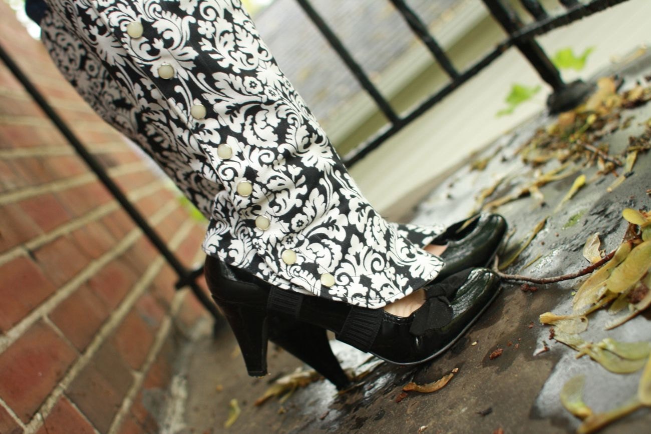 Ready to ship, Black and Ivory Spats, with Victorian-Style Side Snaps