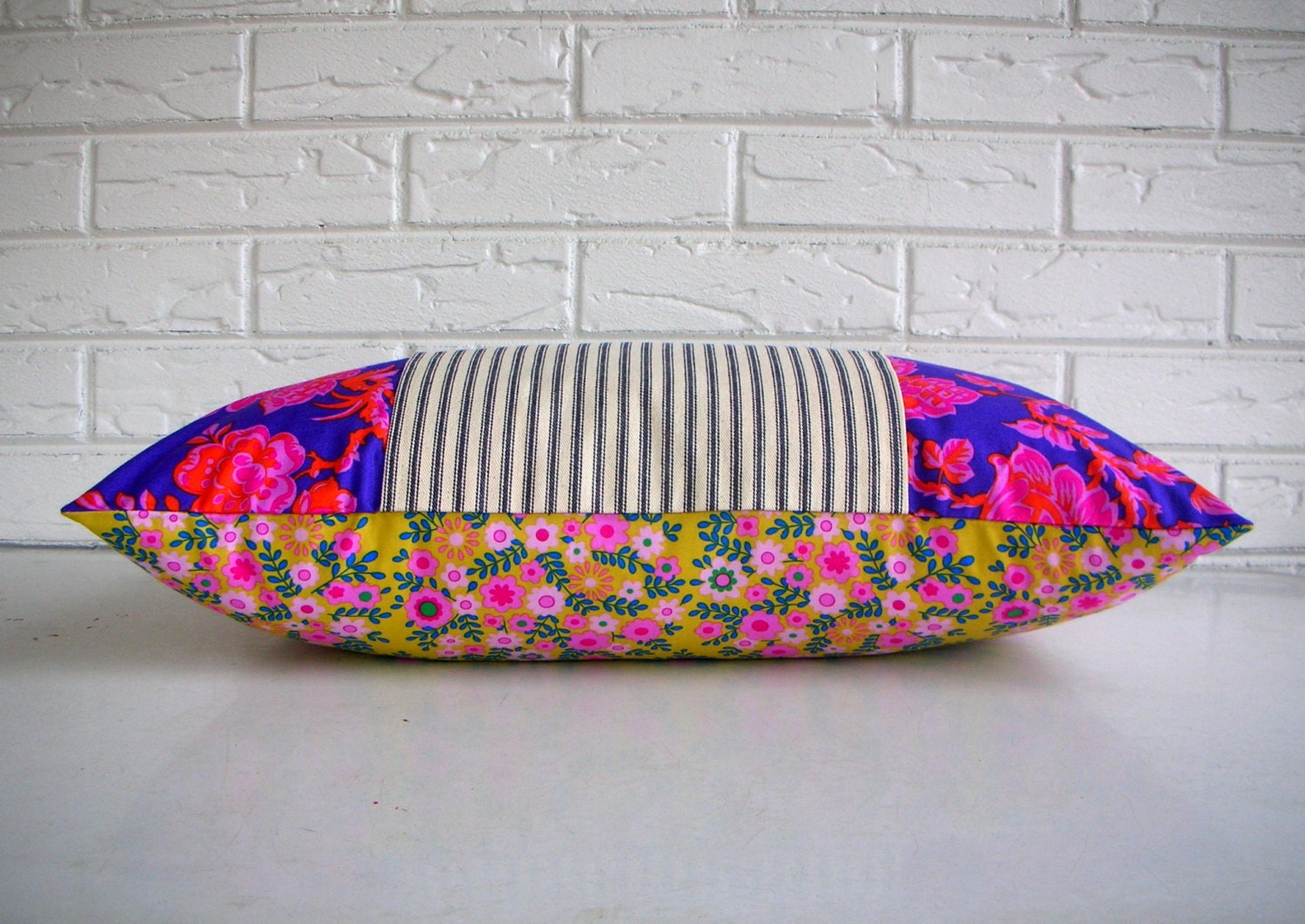 Decorative Pillow Cover - Purple Pink Orange Floral Pillow - Feminine Bohemian Chic Decor