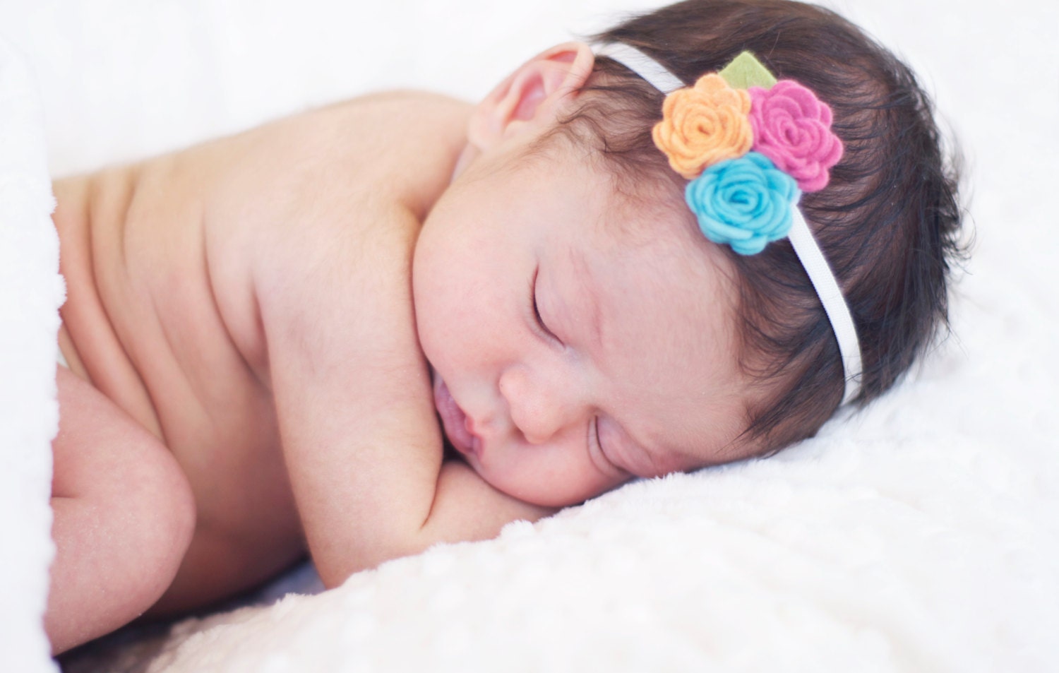 The Jane Headband in Spring Fling- Felt Flower Headband for Newborns-Adults