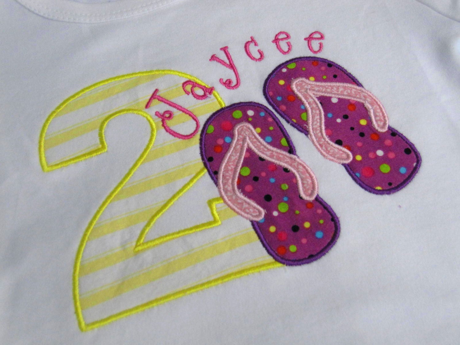 Flip Flop Birthday T Shirt Girls Personalized Applique 1st 2nd 3rd Any Summer Number or Letter