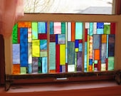 CUSTOM ORDERED Vintage Chicago Bungalow 3 Pane Windows with new handmade stained glass