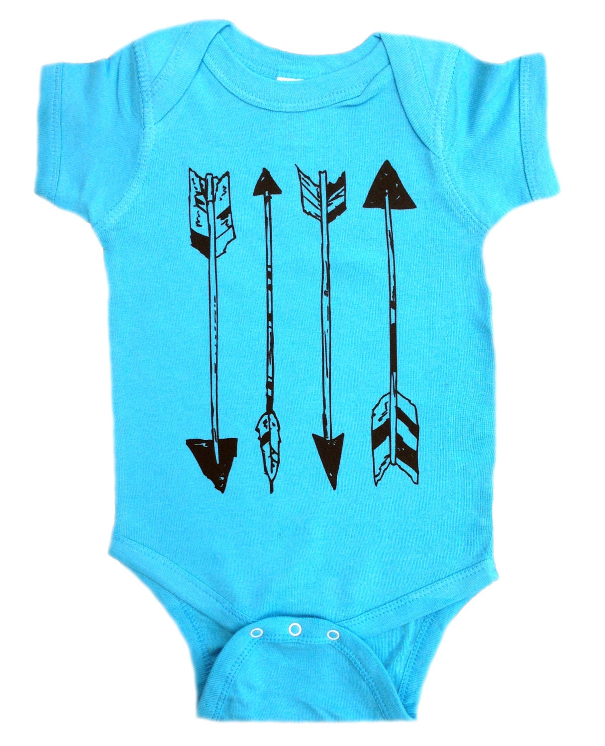 Arrows - Light Aqua Blue Baby Bodysuit - Blue Baby Shirt with Black Arrows - Children's Clothing -  8 colors available