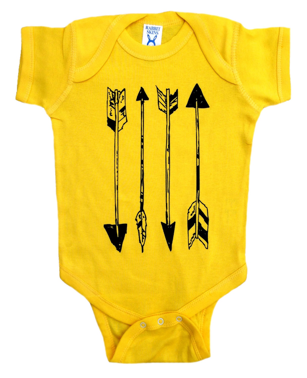 Arrows - Yellow Color Baby Bodysuit - Yellow Baby Shirt with Black Arrows - Children's Clothing -  8 colors available