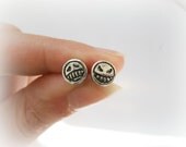 One Piece earrings - Sterling silver Portgas D. Ace studs - Jolly Roger earrings - Monkey D Luffy jewelry