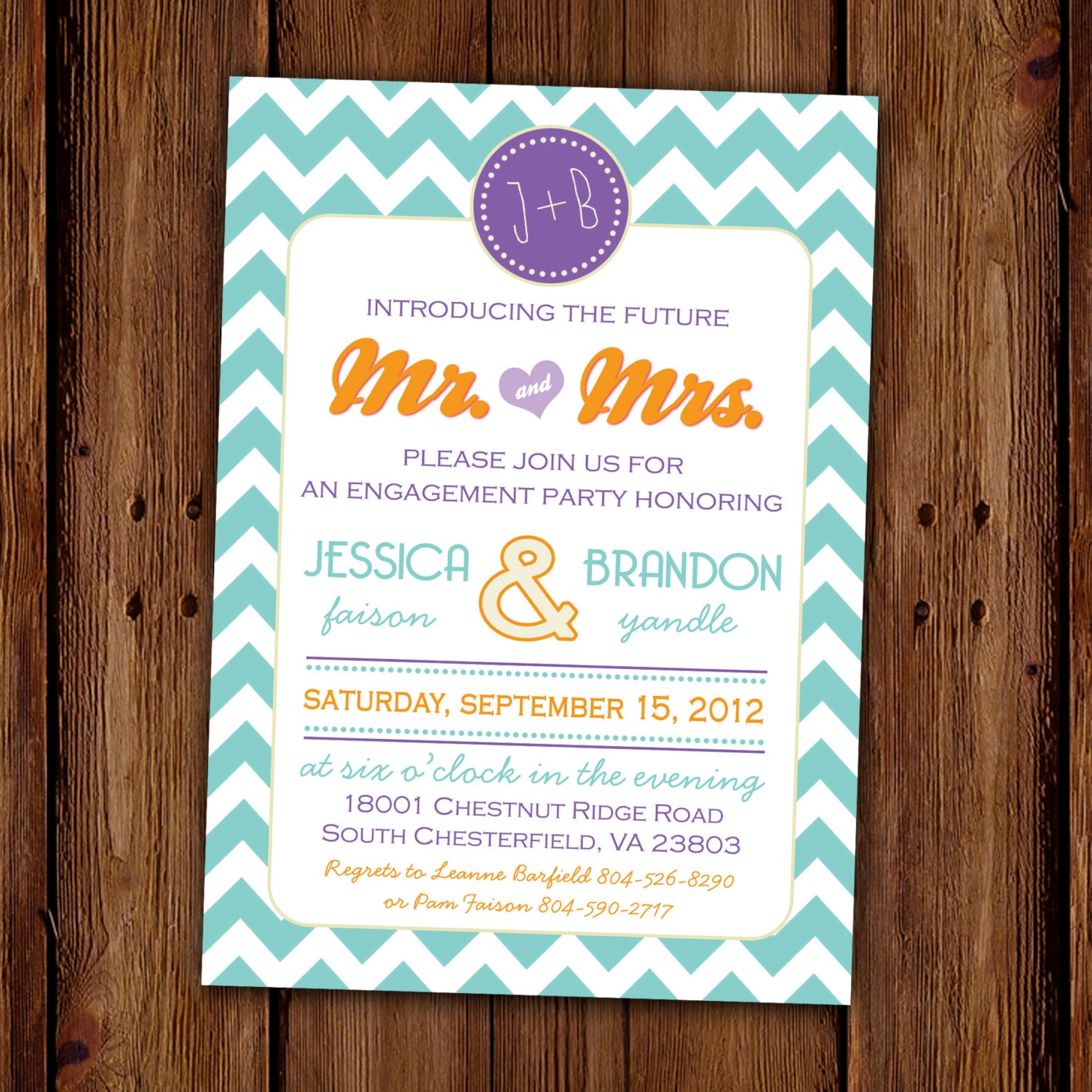 Chevron Engagement Party Invitation - Couples Shower - Save the Date - Rehearsal Dinner - Chevron Stripe