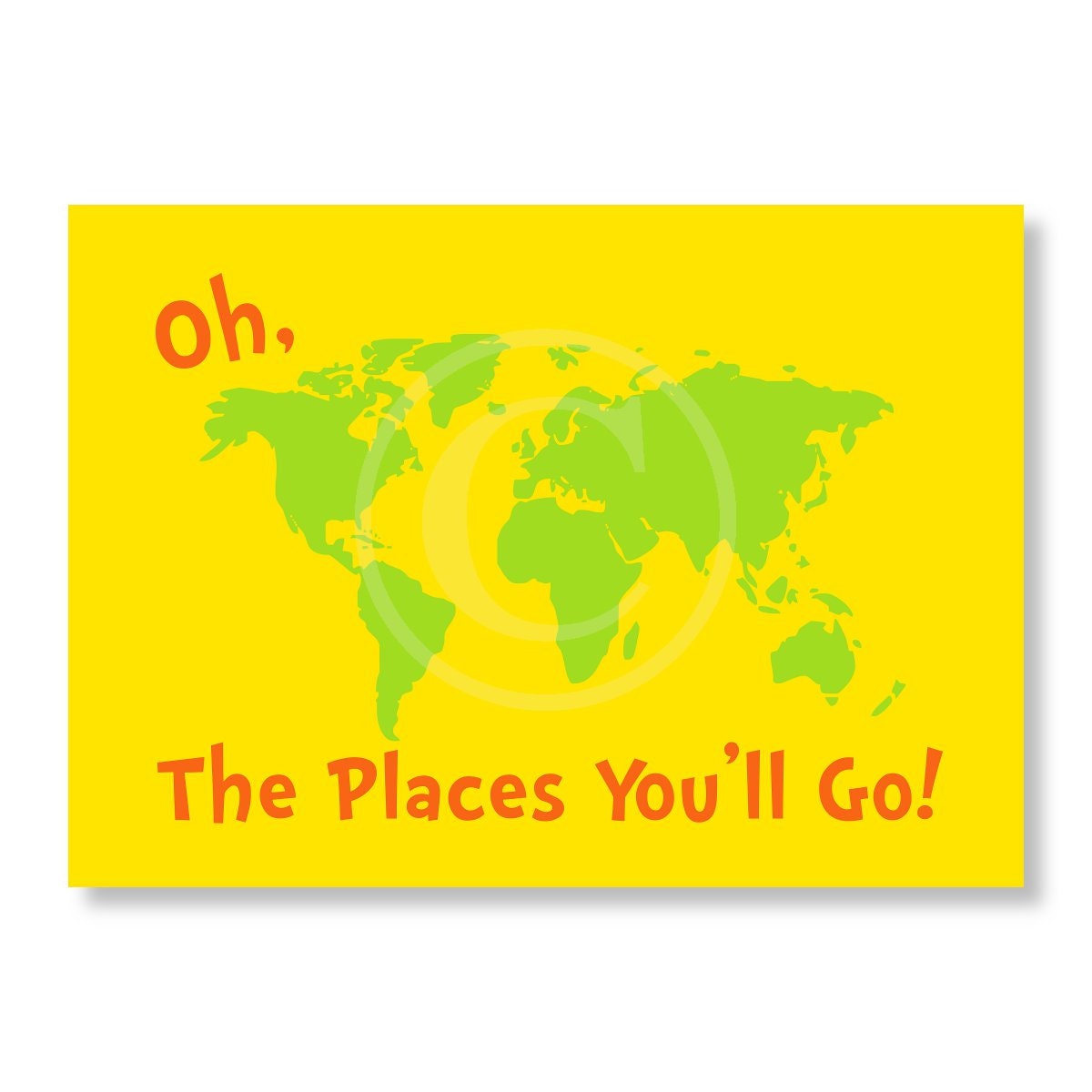 Dr. Seuss Quote  Modern Art Print Typography Poster Nursery Art Print, Kids Wall Art, Playroom wall art-5x7 Oh, The Places, Custom Colors
