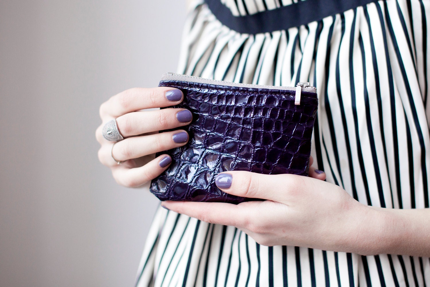 Purple Reptile Leather Coin Purse No. CP-1003