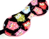 Night Owl Sleep Mask - Black, White,Green, Red, Blue, Pink, Minky, Owl, Eye Mask
