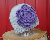 Adult Bloomin' Beanie Flower Hat - Custom Crochet Hat - Large Flower Hat - Womens Flower Hat - Winter Beanie