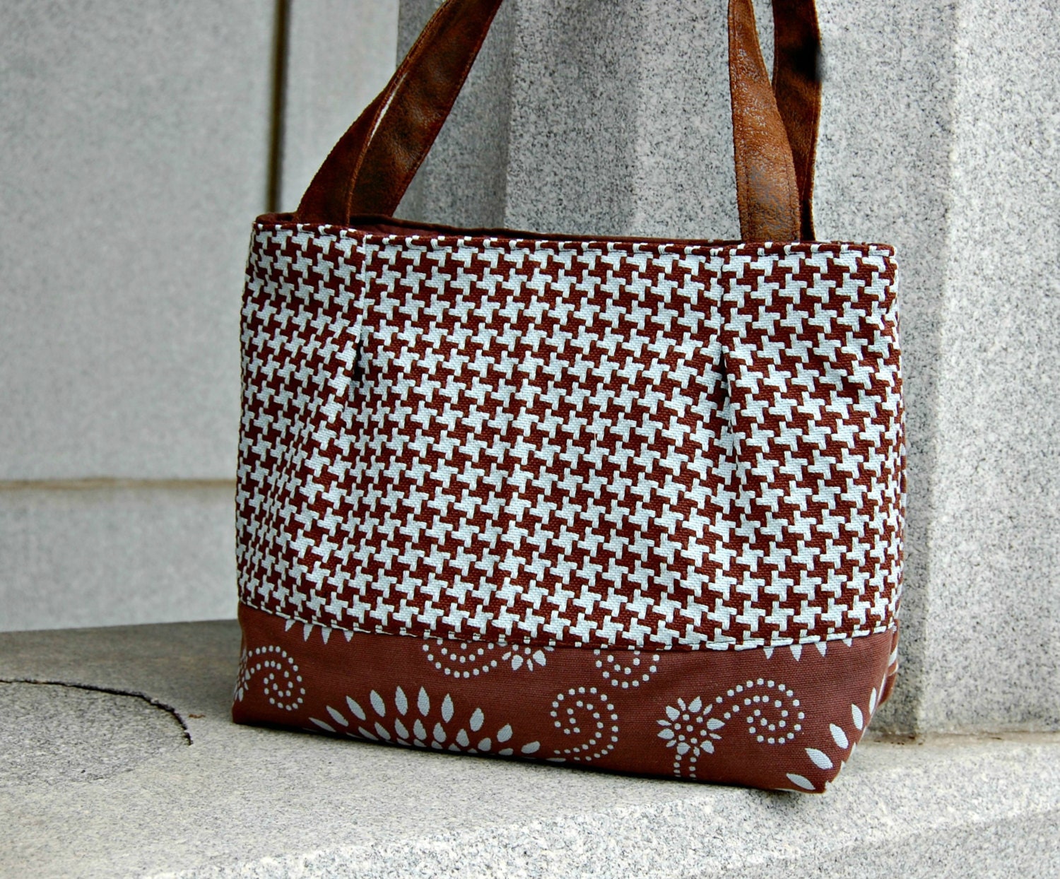 Diaper Bag Tote Handbag Purse : Houndstooth Chocolate