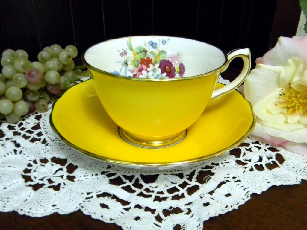 Hammersley Teacup Tea Cup and Saucer Canary Yellow - English Bone China 9881