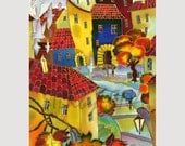 GICLEE  Print On LUSTER Paper -Of Original Painting-SILK Painting- Acrylic  Painting- Fine Art Print- Cityscape-Prague-Europe -13inX19in