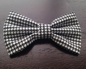 Clip on bow tie, for men, boys or toddlers - Black houndstooth