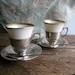 Pair of Art Deco Sterling Silver and Porcelain 1930's Espresso /Coffee Cups