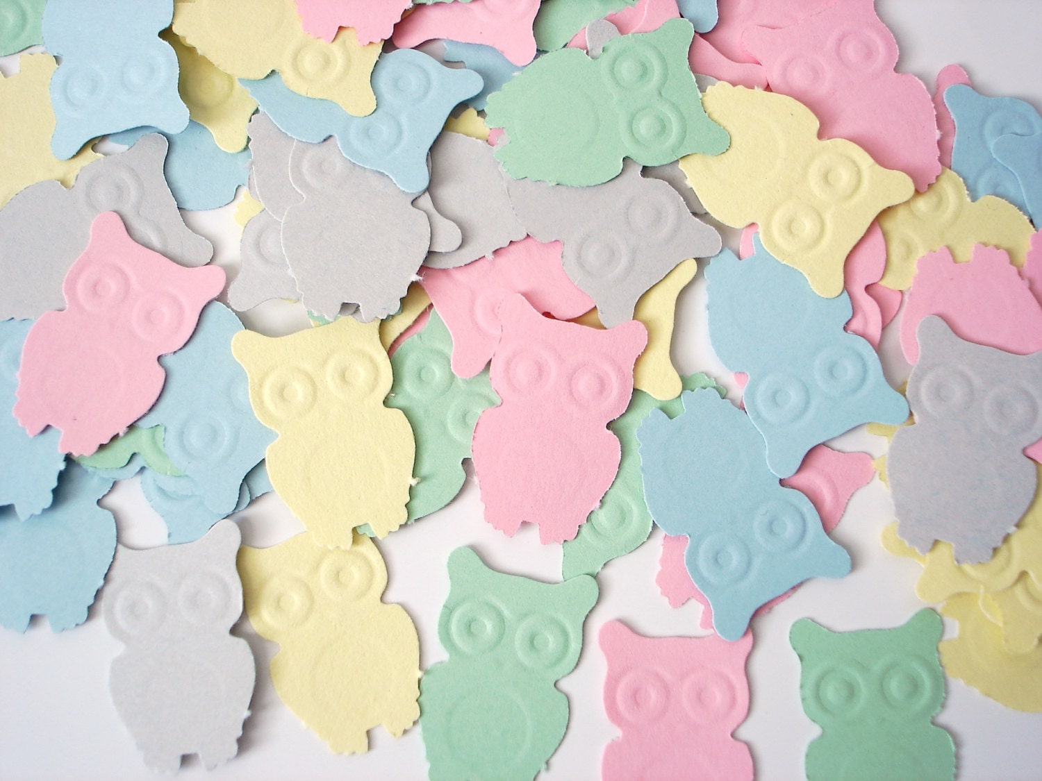 100 Pastel Owl punch confetti die cut scrapbook embellishments - No454
