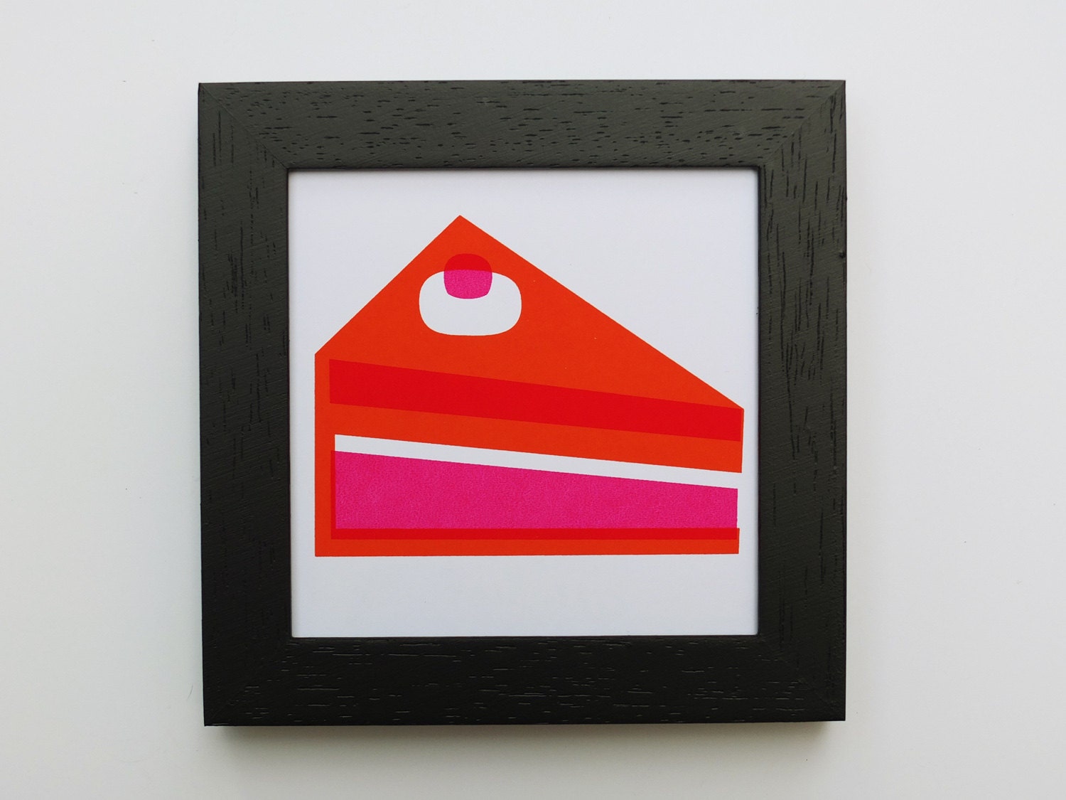 Framed Screen Print, Cake, 9x9 cm